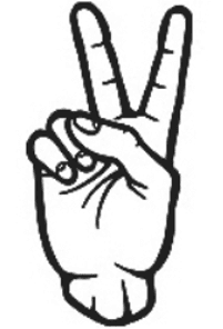 दुई औला खुलेको तिन औला बन्द भएको हातको आकृति